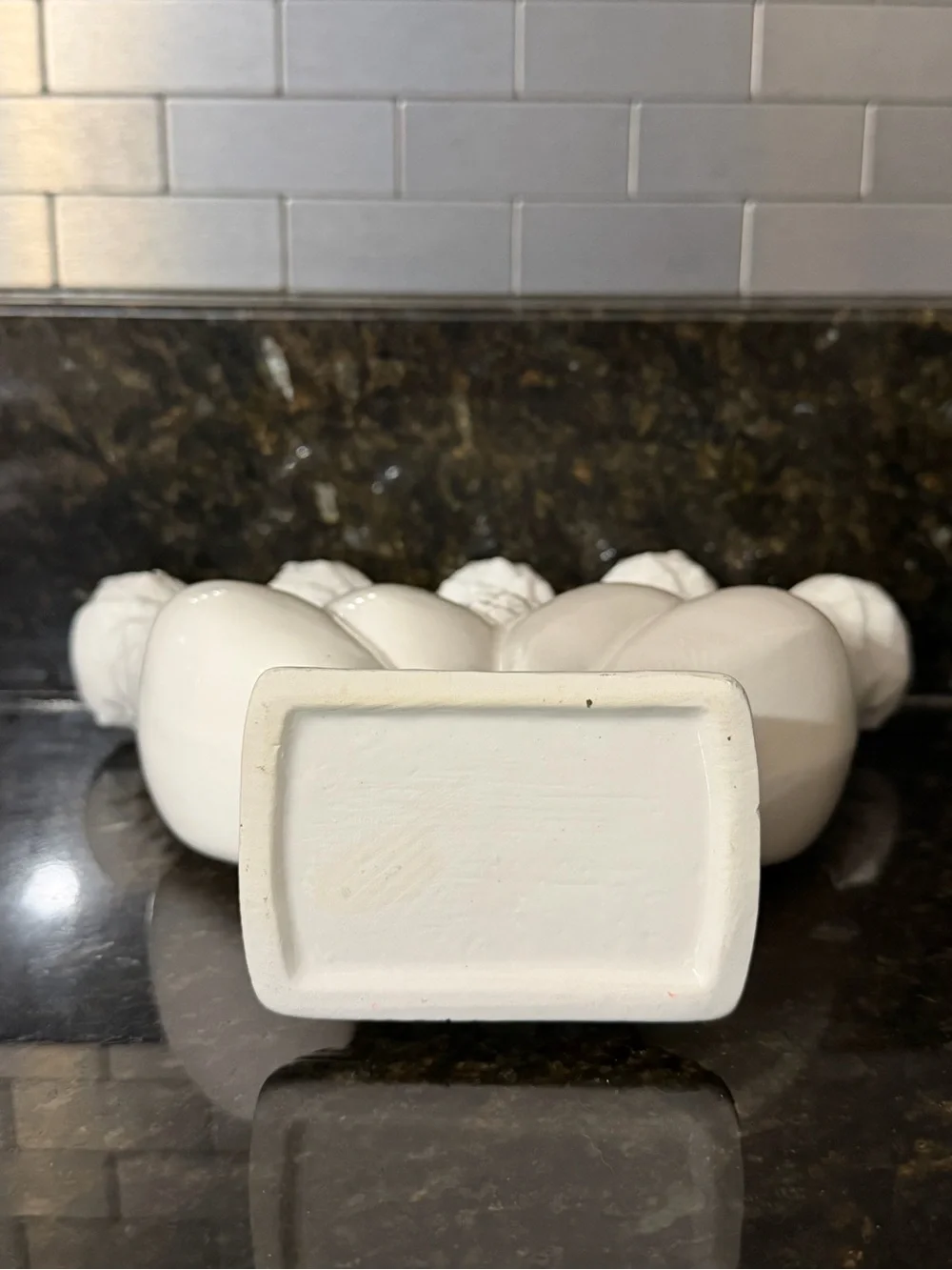 Vintage White Ceramic Five-Finger Tulipiere Bud Vase